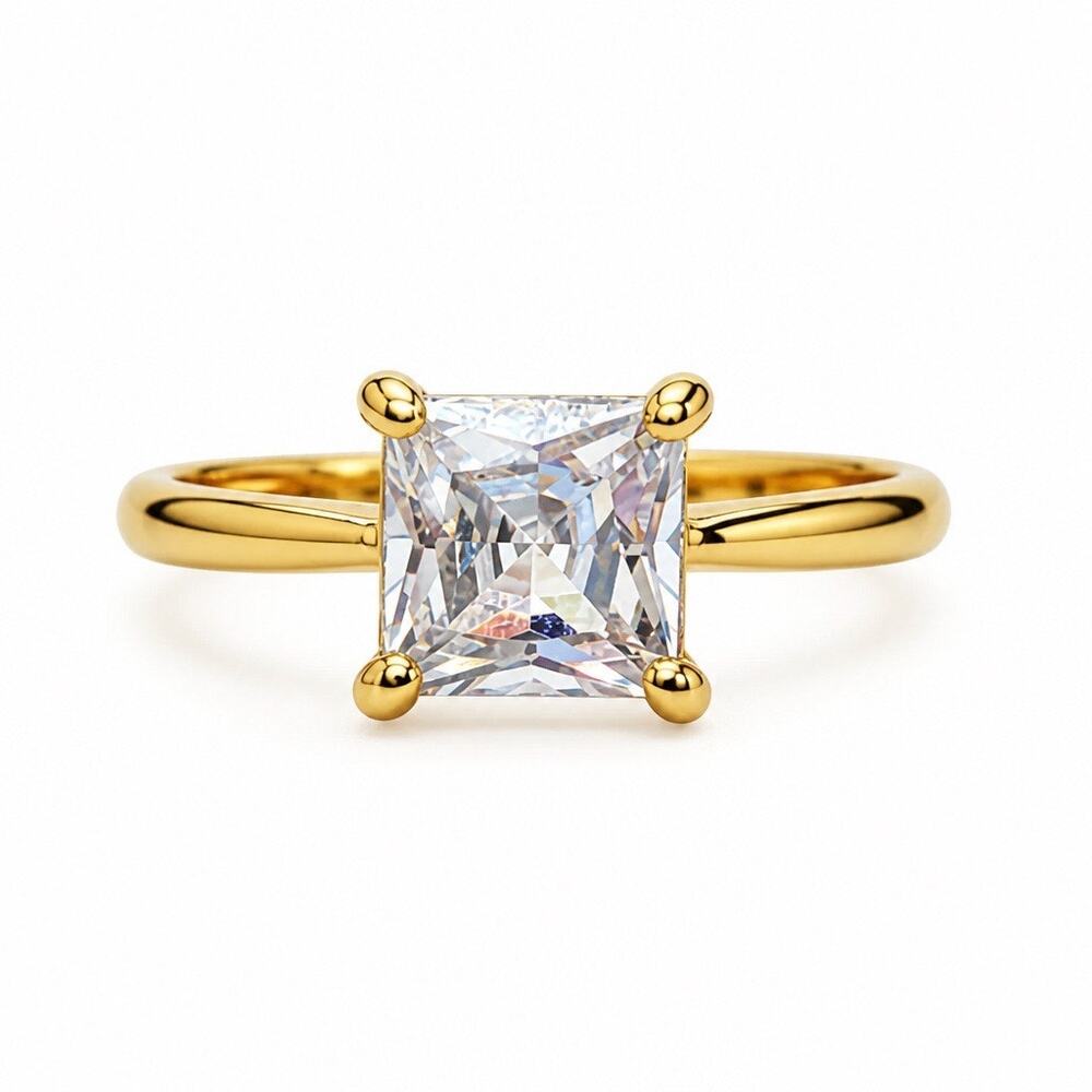 The "Midnight Sparkle" Princess Cut Solitaire Ring - Sz 9